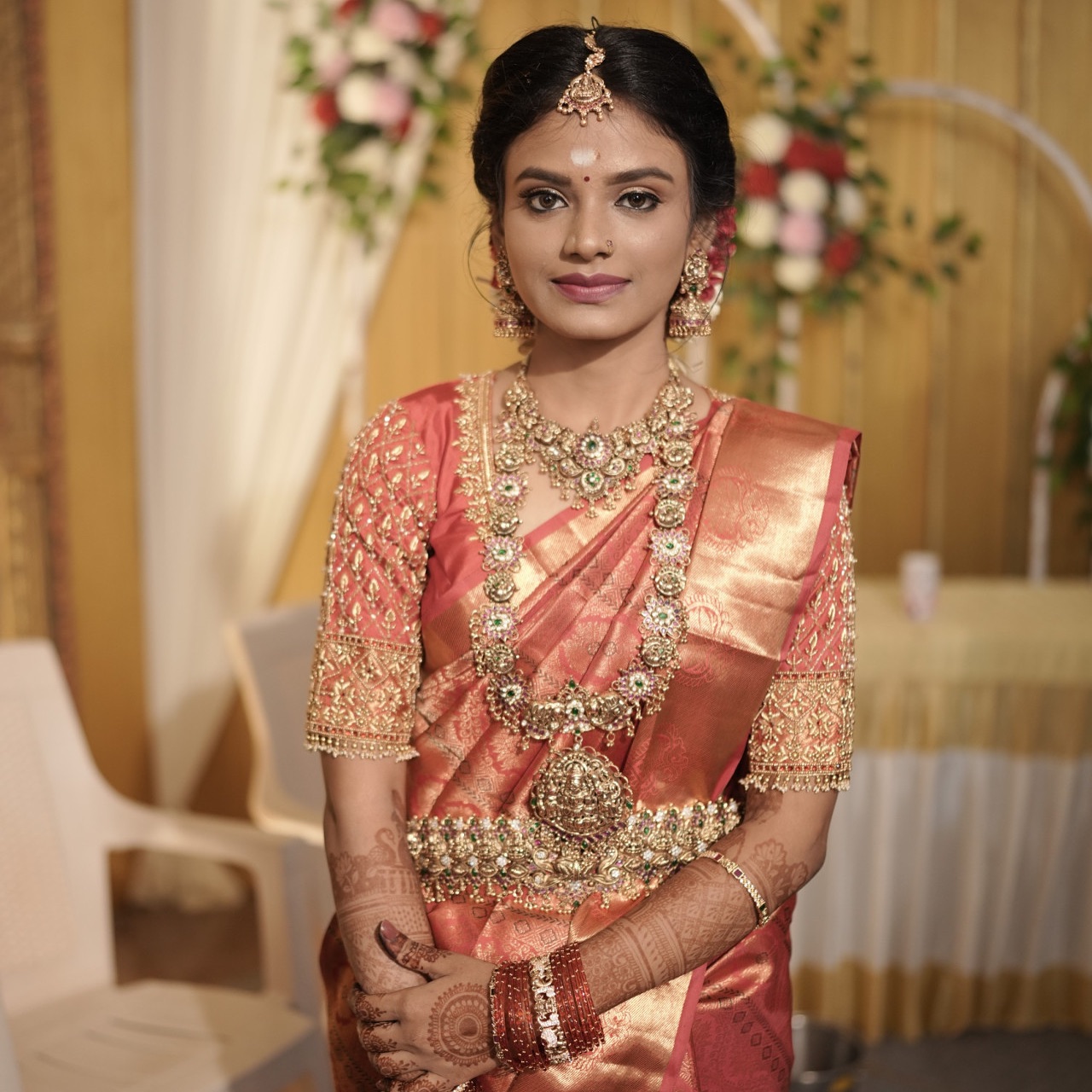 Festive South Indian Draping by Makeovers by Ranjitha